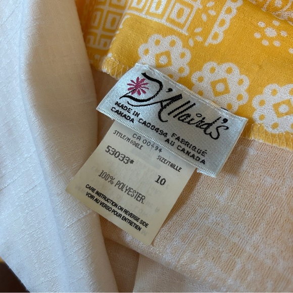 ❤️ Vintage Made in Canada Chic Yellow Patterned Midi Dress - Picture 5 of 12